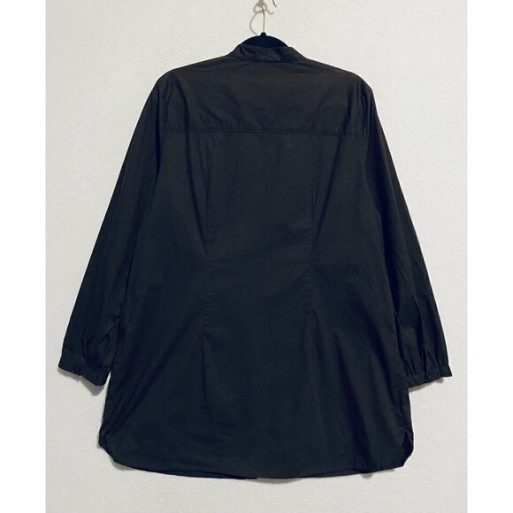 Chicos 2 Top Womens Large Embellished Long Sleeve Tunic Brown Stretch Cotton - Picture 3 of 6